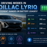 Cadillac LYRIQ driving modes showing Tour, Sport and Snow/Ice settings
