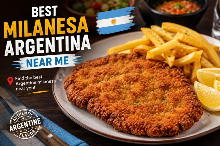 Best milanesa argentina near me with crispy breaded beef and fries
