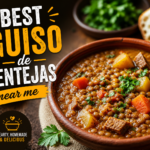 Best guiso de lentejas near me served hot with lentils, vegetables, herbs, and bread