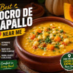 Peruvian locro de zapallo squash stew served with white rice and fresh cheese
