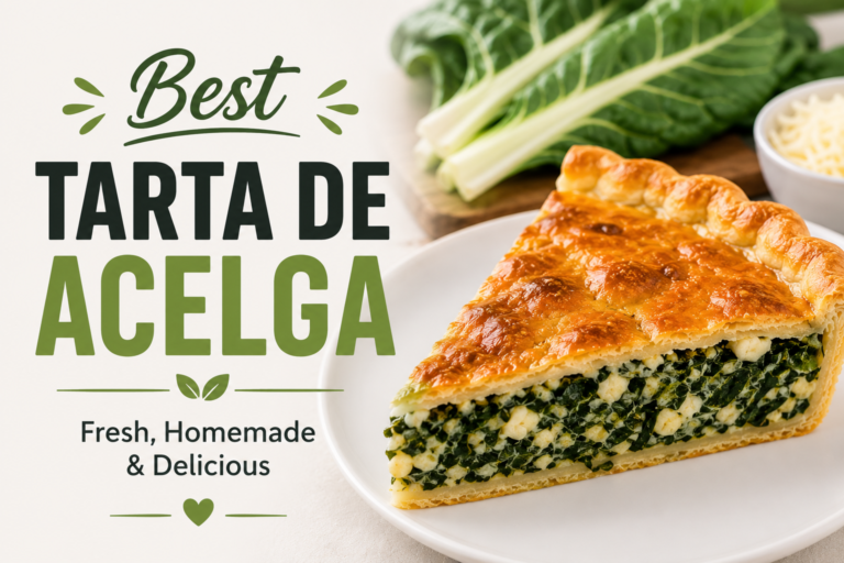 Fresh tarta de acelga with Swiss chard filling and golden crust