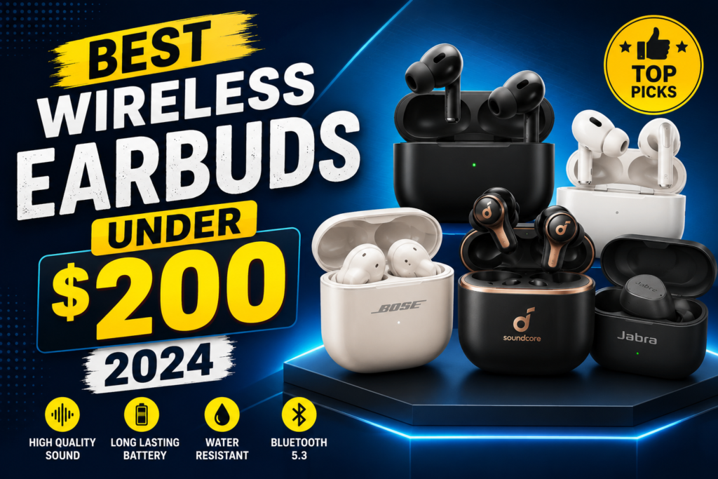 Best wireless earbuds under $200 with noise cancellation and charging cases