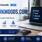 OnlyWorkMoods com homepage showing productivity and lifestyle blog content