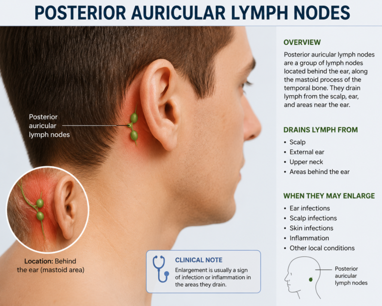 Posterior auricular lymph nodes anatomy behind the ear