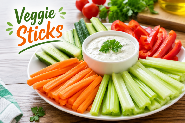 Crunchy veggie sticks with hummus dip and fresh vegetables
